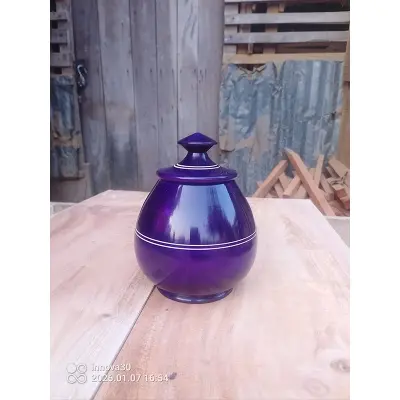 Picture of solid colorful pot  , wooden blue color jar (  5 inch) - Blue