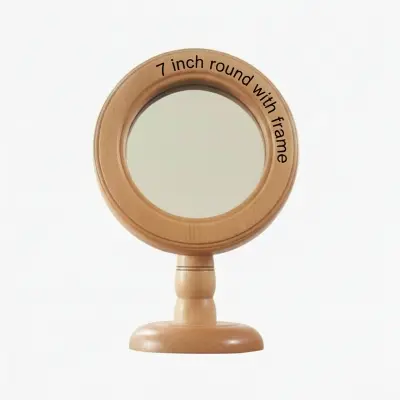 Picture of wooden mirror , wooden makeup mirror ( 7 inch  mirror with frame ) - Multicolor