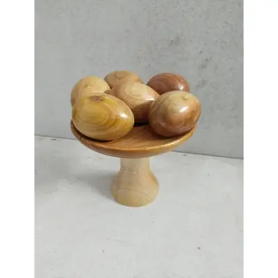 Picture of Wooden baby toys egg set with stand ( 6 pieces egg ) - Multicolor