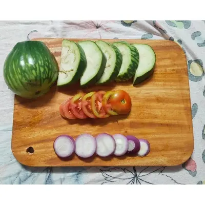 Picture of Add Elegance To Your Kitchen With The Wood Handcrafted Cutting Board, Offering High Quality And Fine Wooden Construction. - Multicolor