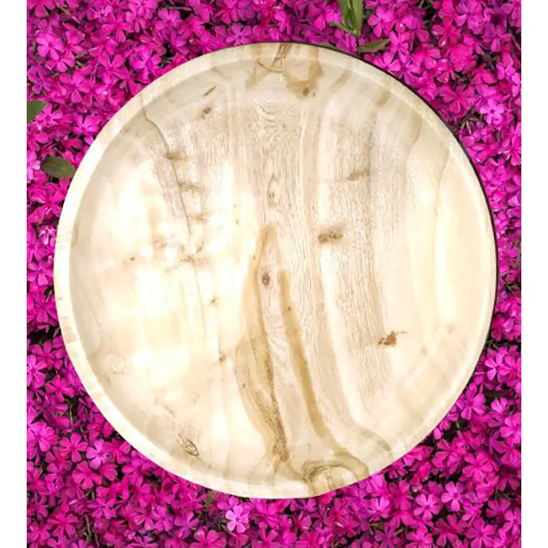 Picture of Hand Made 12 Inch  Wooden plate ,Serving Tray For  Restaurant ,Hotel and Home ( Without Color) - Multicolor