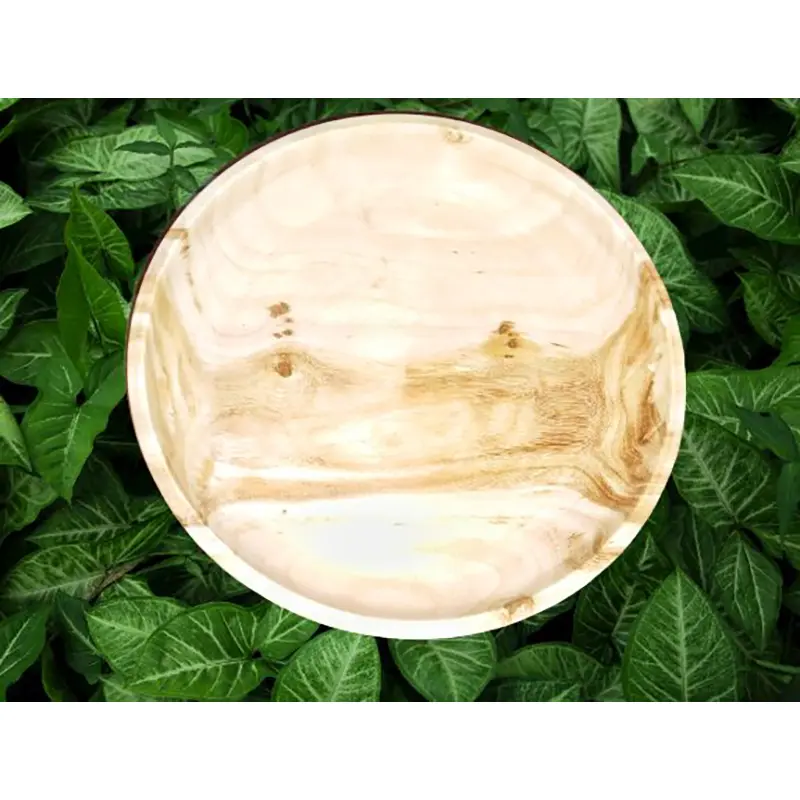 Picture of Natural  Wooden 11 inch round 2 inch height  Food serving plate ( without color ) - Multicolor