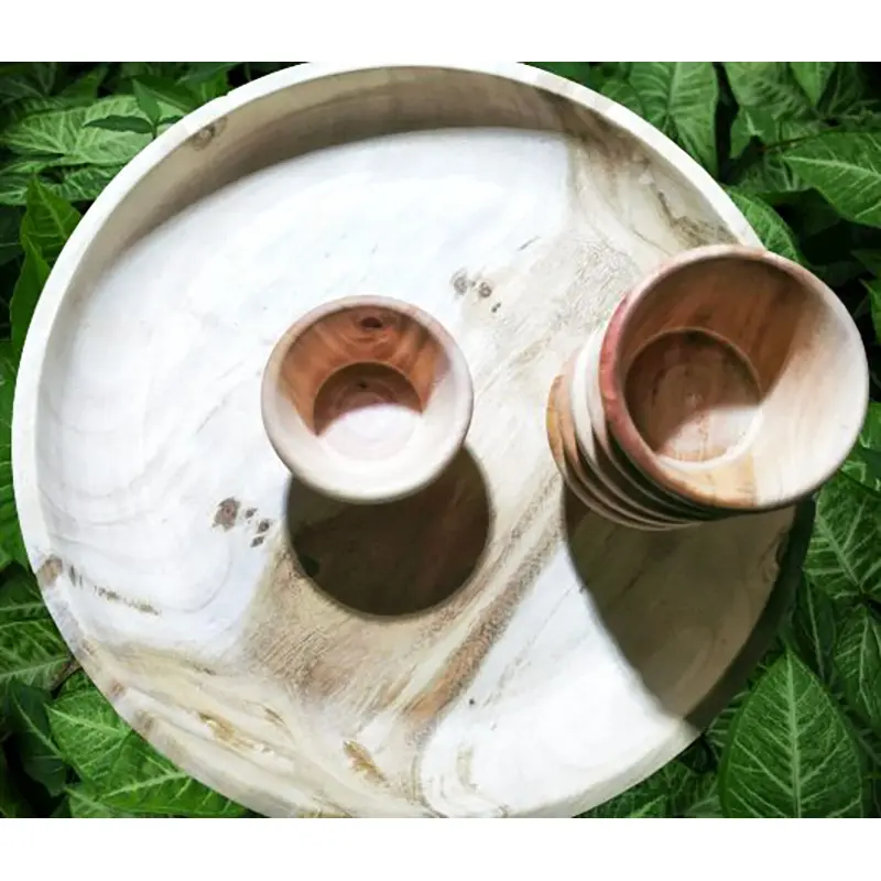 Picture of 6 pcs Hand Made Wooden Sauce Container For Serving Food at Hotel, Restaurants, Office, Home - Multicolor