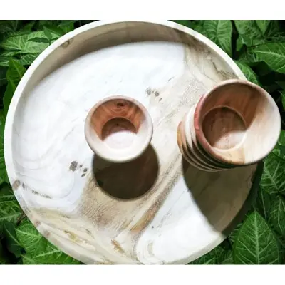 Picture of 6 pcs Hand Made Wooden Sauce Container For Serving Food at Hotel, Restaurants, Office, Home - Multicolor