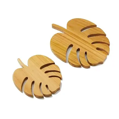 Picture of Traditional look Wooden hotpot trivets with center natural mehuguni  wood pot holders heat resistant trivet set for selling - Multicolor
