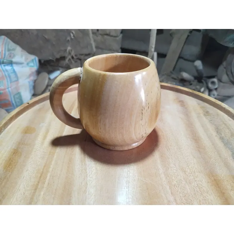 Picture of 250 Ml Round wooden coffee cup with handle - Multicolor
