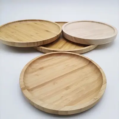 Picture of 12 inch Large Size   Round Deep Wooden tray  Plates Dishes Dinnerware Set hotel restaurant office hone ( without color ) - Multicolor