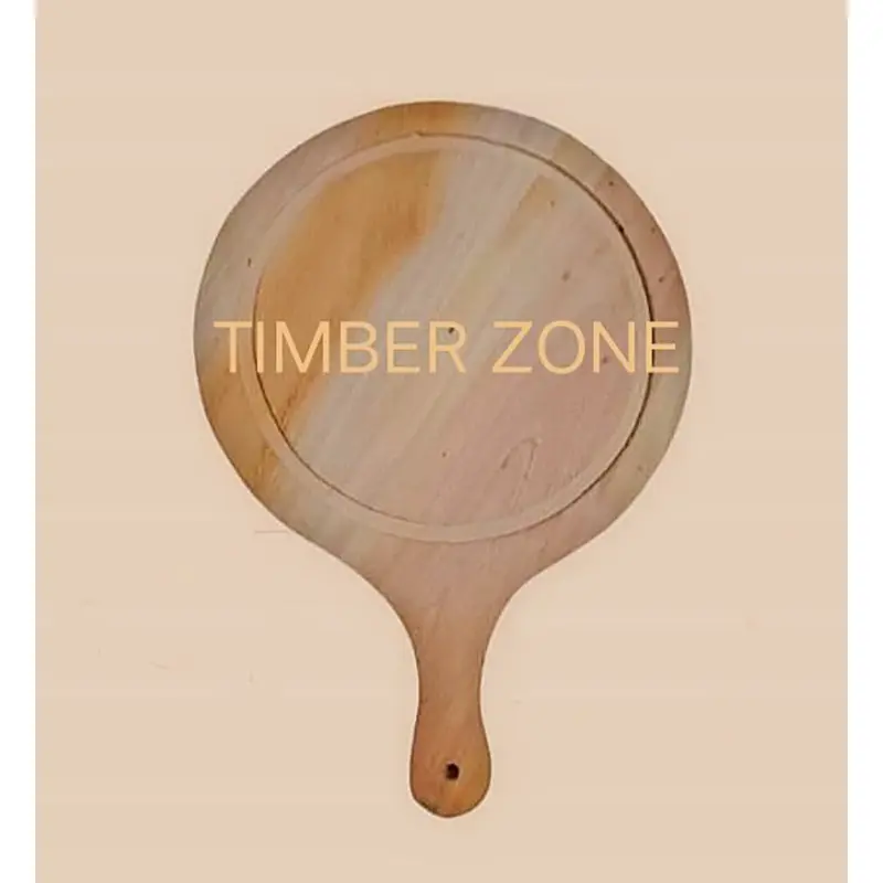 Picture of 9 inch Round Pizza Tray, Wooden Pizza Plate Tray with Handle, Baking Tray Pizza Stone Cutting Board Platter Pizza Cake Bakeware Tools - Multicolor