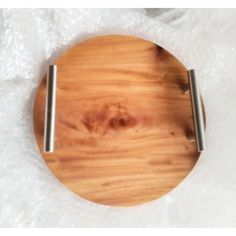 Picture of Wooden Slice Tea Tray With Handle 1 PCS ( 9 inch ) - Multicolor