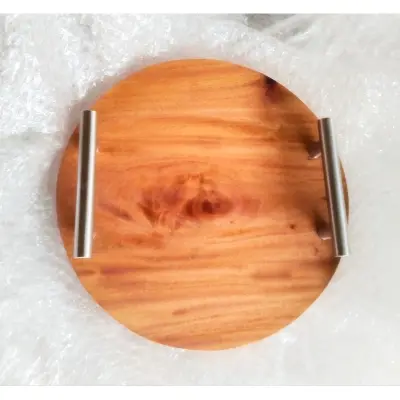 Picture of Wooden Slice Tea Tray With Handle 1 PCS ( 9 inch ) - Multicolor
