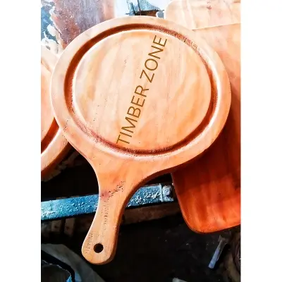 Picture of Simple Style Wooden Round Shaped Pizza Tray / Chopping Board ( 9 Inch ) - Multicolor