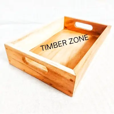 Picture of Wooden Rectangular Serving Tray, Wood Plate, Tea/Drink Platter, Dinner Serving Tray, Snack Tray ( Without Color ) - Multicolor