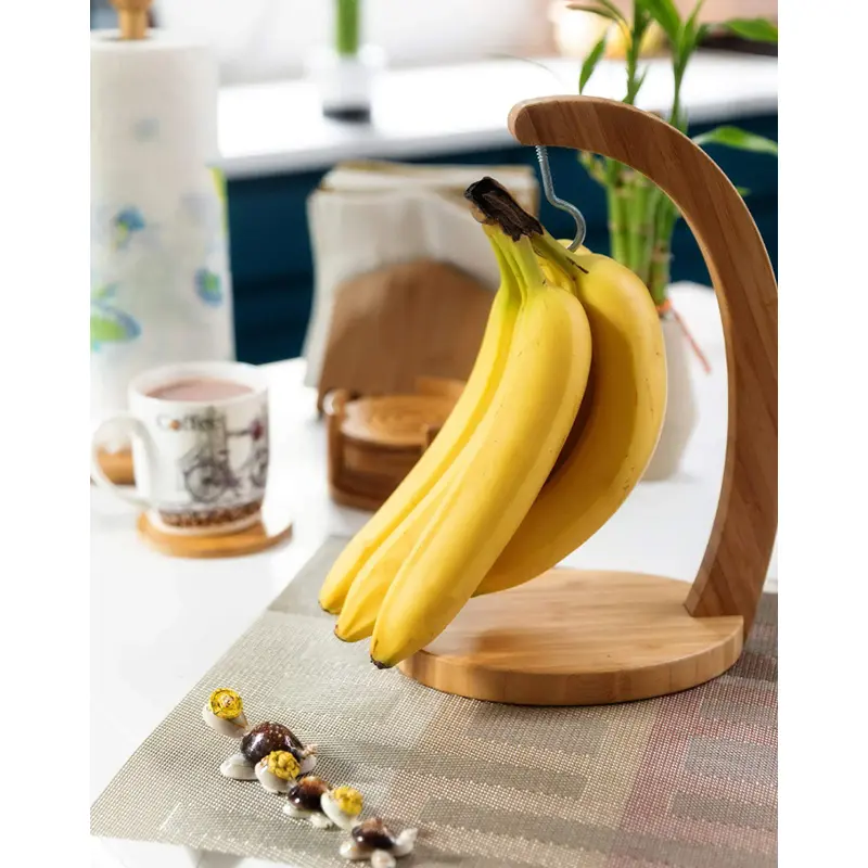 Picture of Daily Uses Wooden Banana Stand Holder for Hotel Office and Home - Multicolor