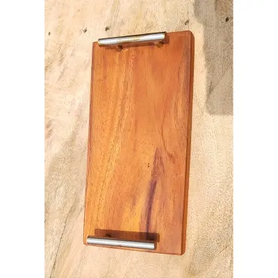 Picture of 12 Inch Long High Quality Wooden Serving Tray with Small Handle 1pcs - Multicolor