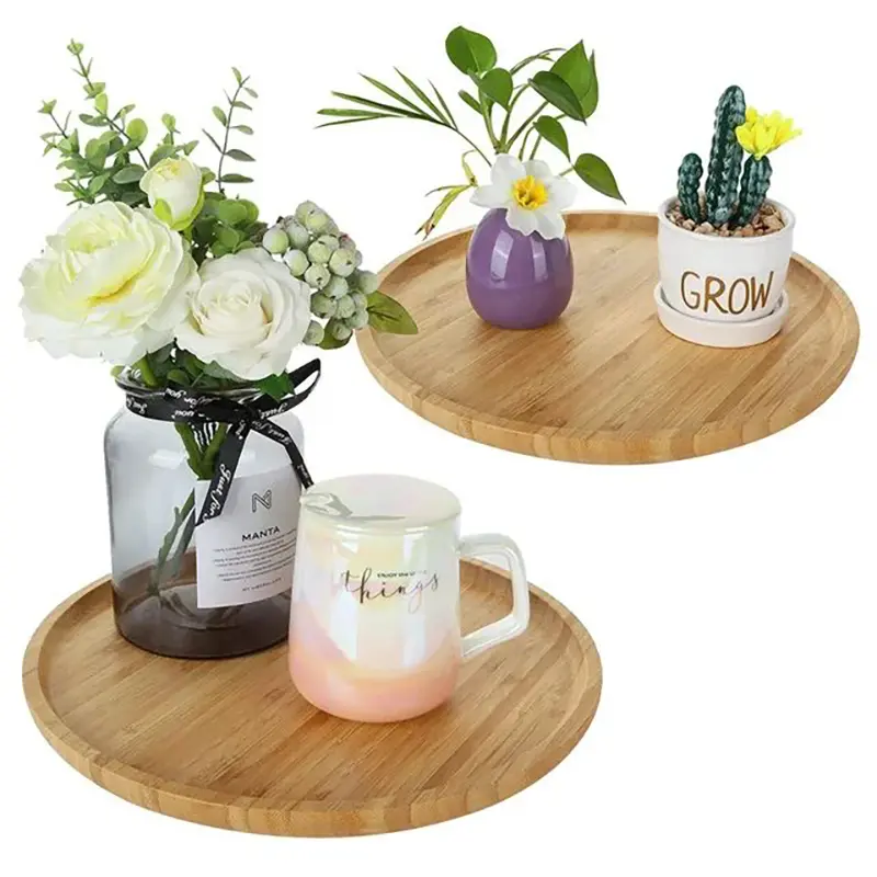 Picture of 15 Inch Wooden Charger Plate Wedding and Home Round Unique plate and Dish with Carved Finished Charger Plate tray - Multicolor