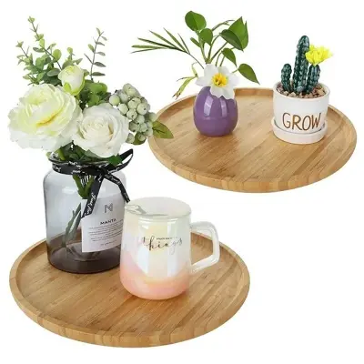 Picture of 15 Inch Wooden Charger Plate Wedding and Home Round Unique plate and Dish with Carved Finished Charger Plate tray - Multicolor