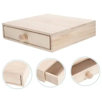 Picture of wooden Box Gift Jewelry storage Drawer Case Wood Tea Organizer Container Wood Jewelry Box Antique Decor - Multicolor