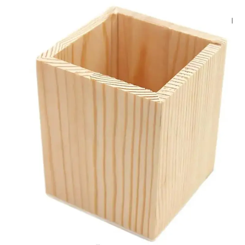 Picture of Pine Pen Holder wooden pen organizer desktop stationery organizer cosmetic brush holder wooden utensil organizer office gift - Multicolor