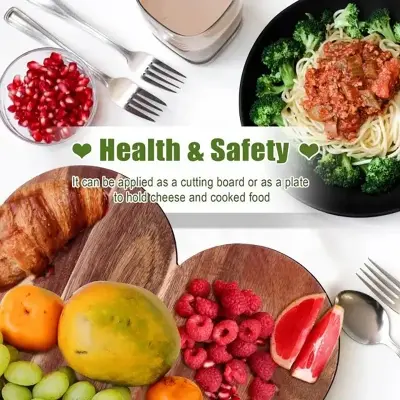 Picture of Customized Heart Shaped Wood Cutting Board Wood Bread Board Cheese Serving Board for Meat - Multicolor