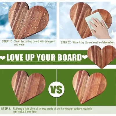 Picture of Heart Shaped Wood Cutting Board Wooden - Multicolor