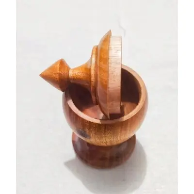 Picture of WOODEN VERMILION CONTAINER ,WOODEN SHOWPIECE ,SIDUR RAKHA ER PATRO wooden surma dani - Multicolor