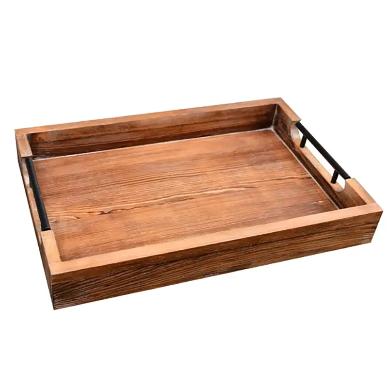 Picture of European Wooden Square Shaped Serving Tray for Restaurand Office and Home - White