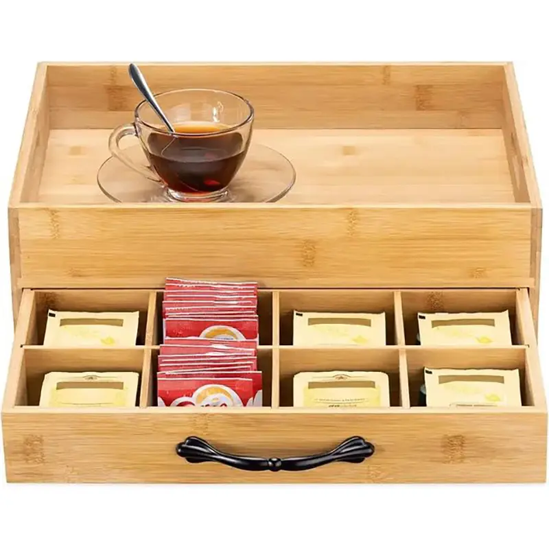 Picture of High Quality European  Wooden Tea Bag Organizer Drawer Natural Wooden Tea Bag Organizer Storage Box - Multicolor