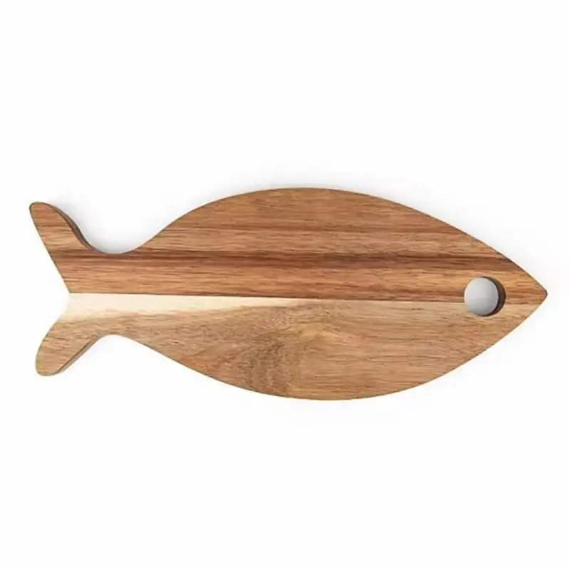 Picture of High Quality Customized Fish Shape Kitchenware Wooden Pizza Cheese Cutting Board Acacia Wood Serving Boar - Multicolor