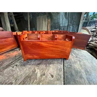 Picture of Rustic Large Wooden Utensil Organizer holder Cooking Tools Storage Kitchen - Multicolor