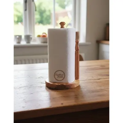 Picture of Wooden Paper Towel Holder Natural Wood Countertop Vertical Tissue Holder Rack Kitchen Paper Hanger Rack Countertop Wooden Paper Roll Holder for Kitchen Bedroom Living Room Home Decoration 1 pcs - Multicolor