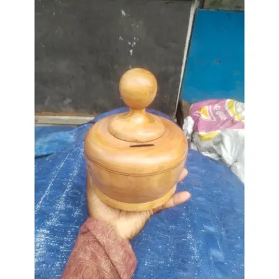 Picture of wooden money bank for saving money - Multicolor