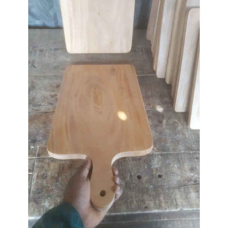 Picture of high quality wooden big size chopping board with handle (10inch by 20 inch ) - Multicolor