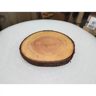 Picture of wooden slices chopping board with bark ( 7 inch ) - Multicolor