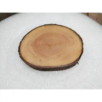 Picture of mahogany Wooden Slice Tea Tray, chopping board - Rustic Tea Tray Made Of Natural Wood, ( 7 inch ) - Multicolor