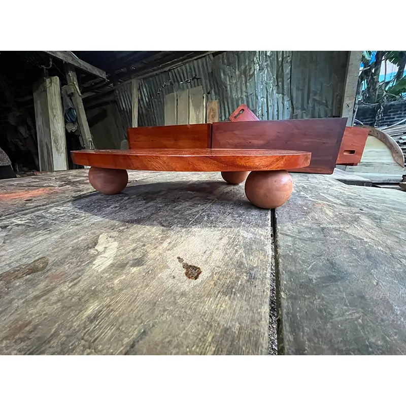 Picture of Wooden/Wood Decoration Tray with Round Feet for Drinks/Coffee/Tea/Plant/Aromatherapy Oils and mubkhar - Multicolor