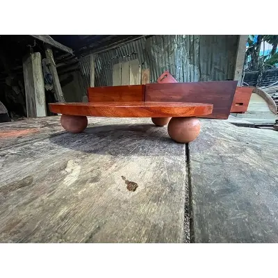 Picture of Wooden/Wood Decoration Tray with Round Feet for Drinks/Coffee/Tea/Plant/Aromatherapy Oils and mubkhar - Multicolor