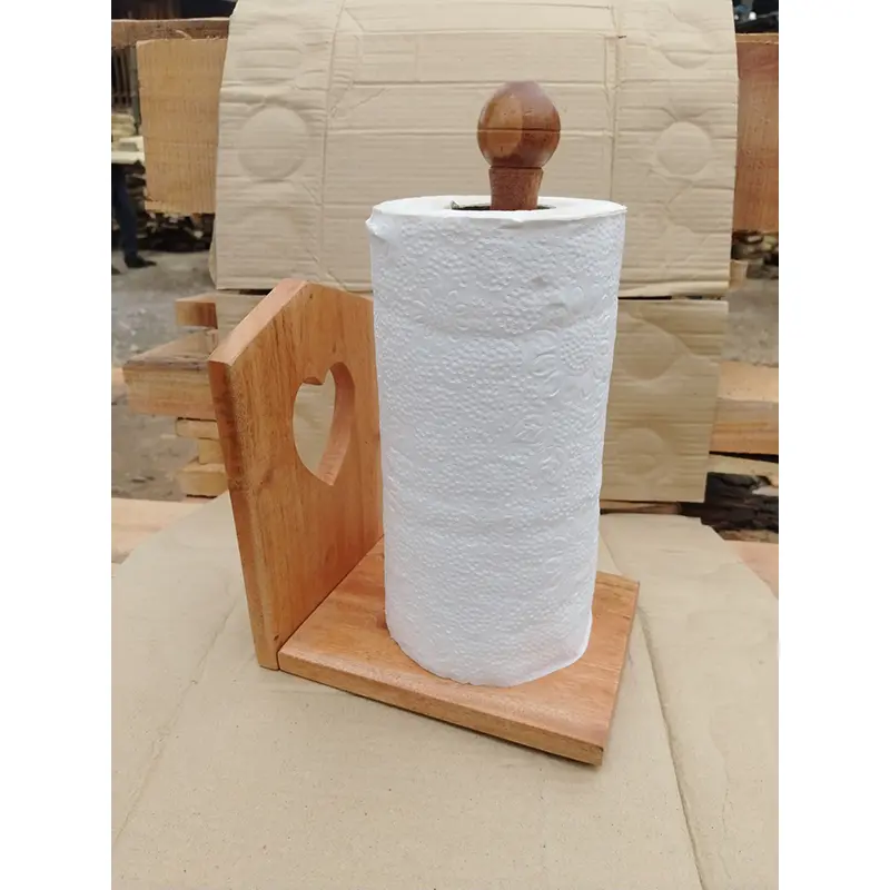 Picture of Wholesale New Design Roll Tissue Storage Rack Wall Mount 2 in 1 Roll Wood Paper Towel Holder ,napkin holder - Multicolor