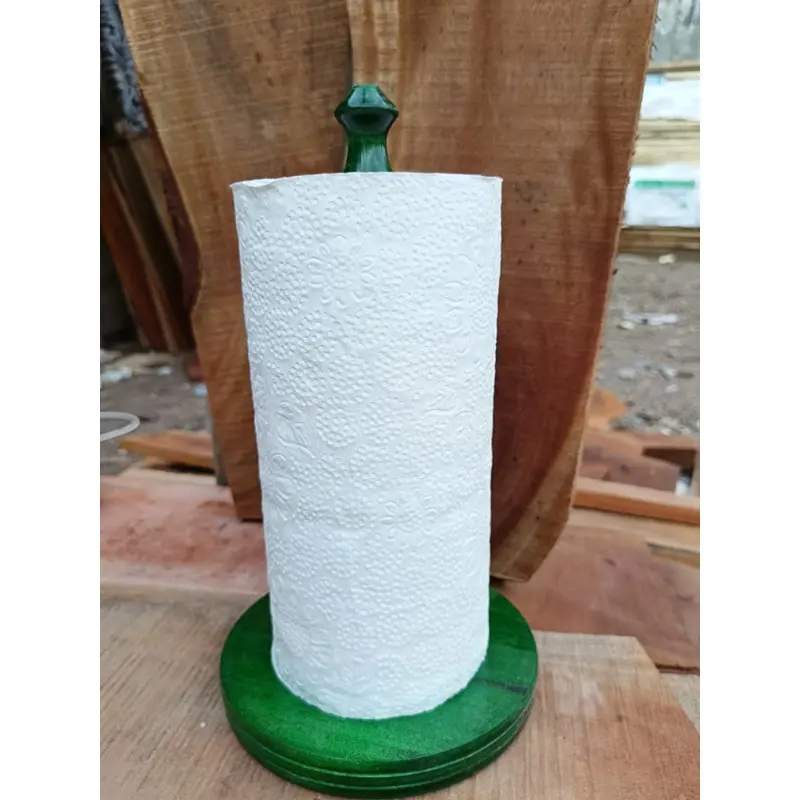 Picture of Wooden Kitchen Tissue Holder for home ( one stick green color ) - Green