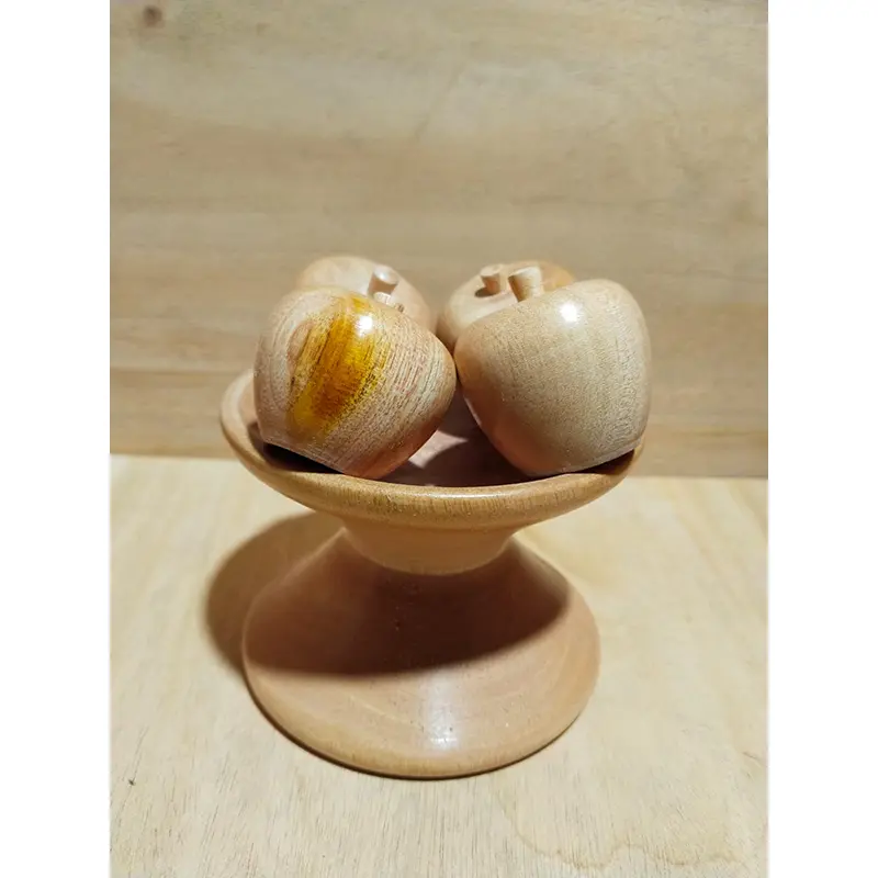 Picture of wooden toys set , Wooden Apple Toy Set 4 Pieces With Tray For Kids' Gift Toys
