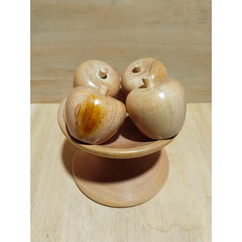 Picture of Wooden toys combo  set ( 4 egg set and  4 apple set with stand )  wooden kids toy set kids playing set - Multicolor