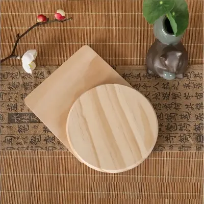 Picture of DIY  Wooden Coffee Tea Cup Coasters 4x4 inch Round Modern Eco-Friendly - Multicolor