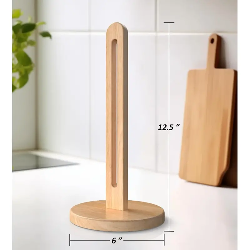 Picture of Solid Wood Multifunction Kitchen Towel Rack Roll Paper Storage Tall Appearance Horizontal Vertical Design for Household Desktop - Multicolor