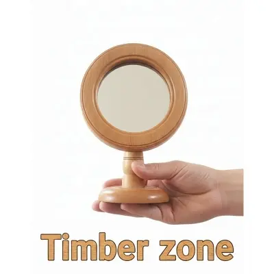 Picture of wooden mirror  , wooden makeup mirror ( 6 inch mirror ) - Multicolor