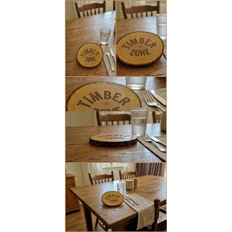 Picture of mahogany wooden slice with bark ( 6 inch ) - Multicolor