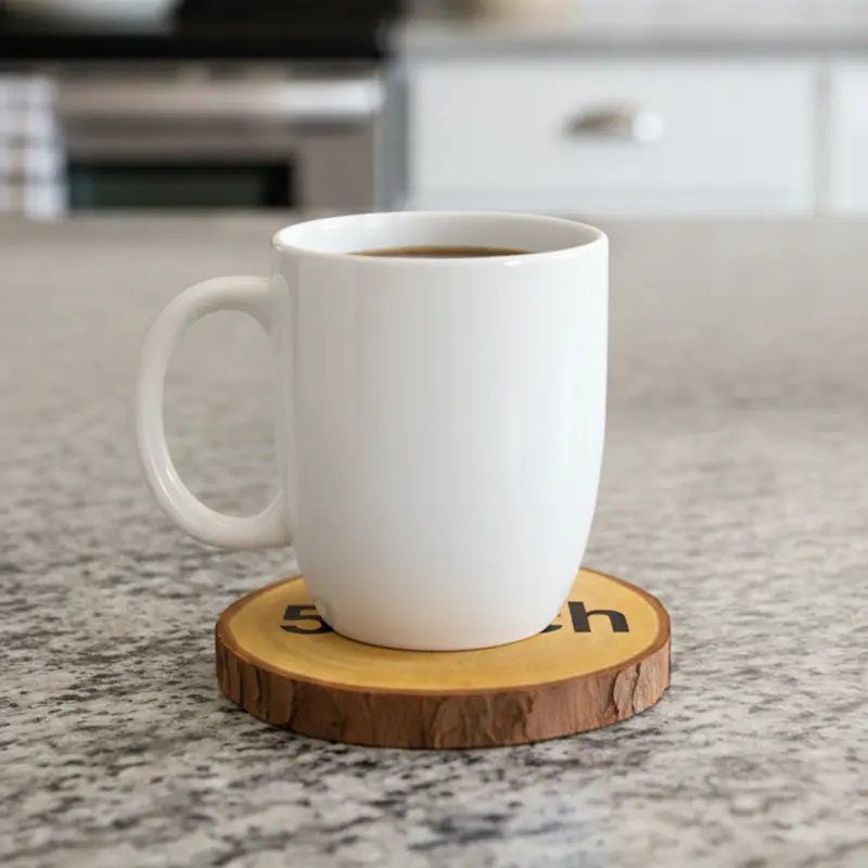 Picture of wooden slice with bark ( 4 inch ) - Multicolor