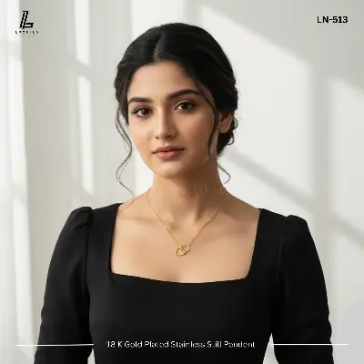 Picture of Double ring heart Pendant | 2 Years Colour Guaranteed Golden