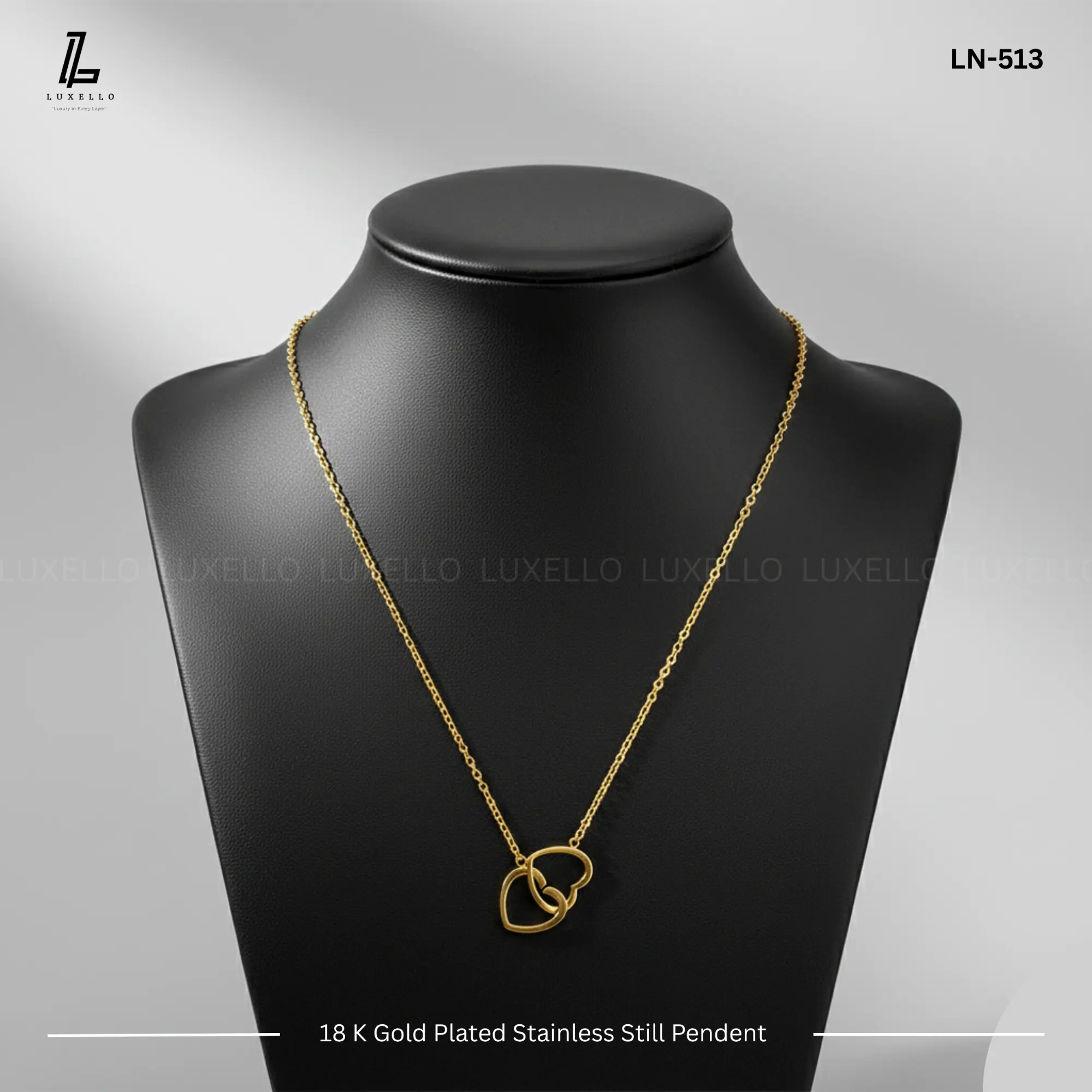 Picture of Double ring heart Pendant | 2 Years Colour Guaranteed Golden