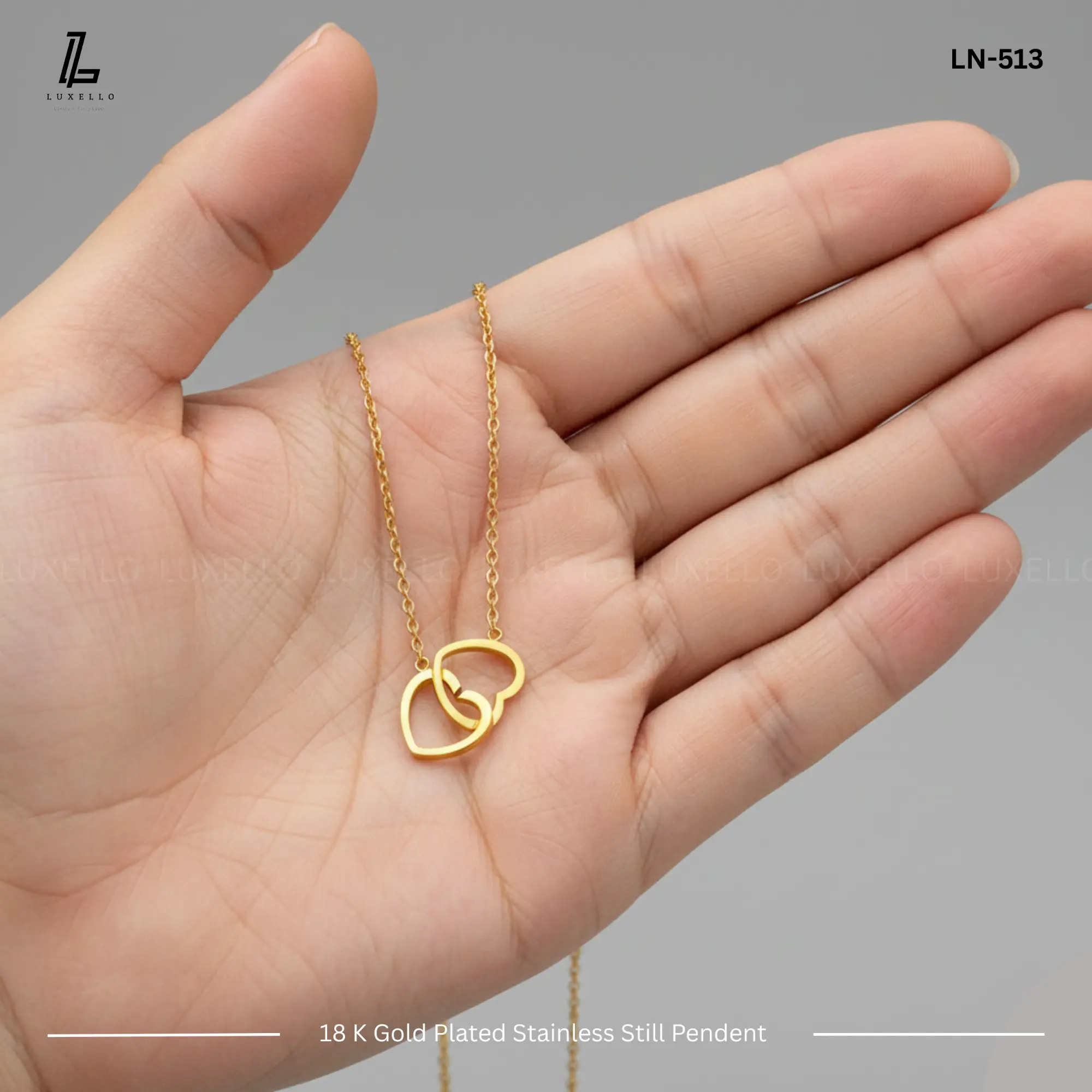 Picture of Double ring heart Pendant | 2 Years Colour Guaranteed Golden