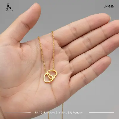 Picture of Double ring heart Pendant | 2 Years Colour Guaranteed Golden