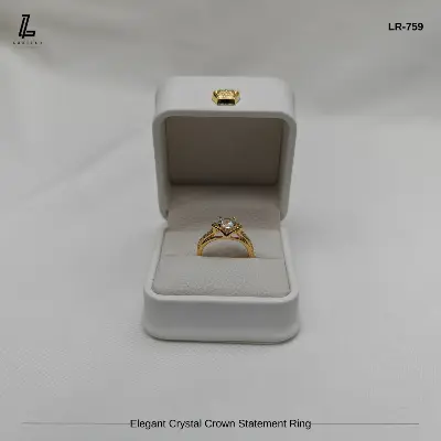 Picture of Elegant Golden Crown Statement Ring | 6 Months Color Guaranteed Golden